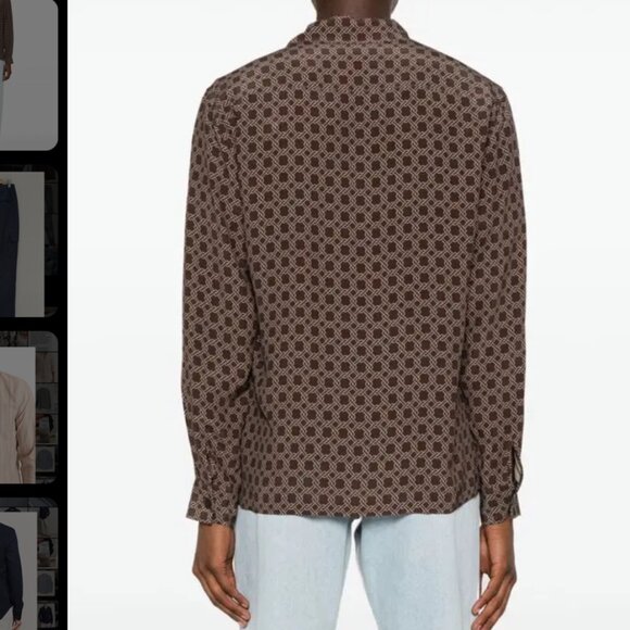 Sandro Brown Print Satin Shirt in Medium - Picture 4 of 7
